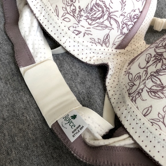 Royce Luna Nursing Bra Cream and Lavender Flower and Polka Dot Nursing Bra - Picture 5 of 10